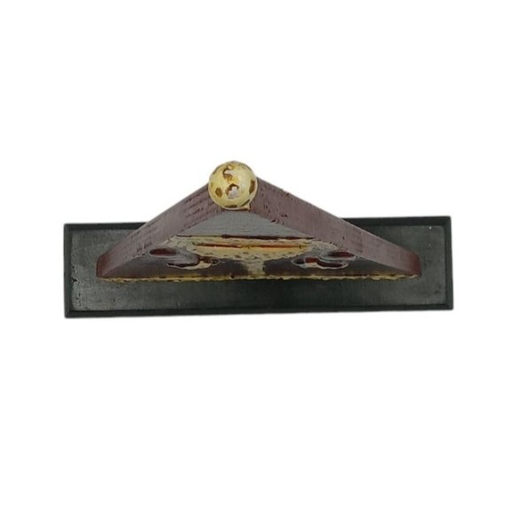 Primitive Painted Santa Triangle Christmas Decoration Mantel or Shelf Sitter - Picture 6 of 8